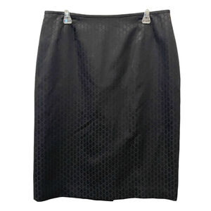 Jones Wear Womens Size 14 Skirt Jacquard Print Lined Back Slit Zip Closure Black